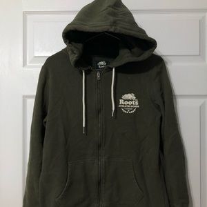 Dark Green Roots Zip Sweater